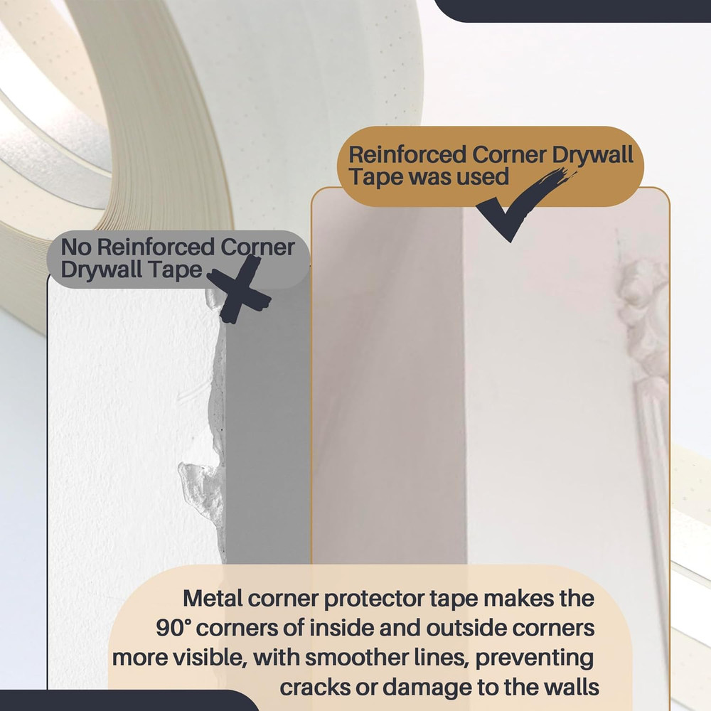Drywall Corner Tape - 100 Ft Roll Reinforced Drywall Corner Bead, Inside Corn...