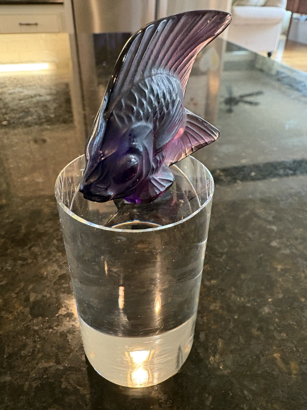 LaliqueTurquoise Lustre Fish Crystal With Pedestal (unattached)