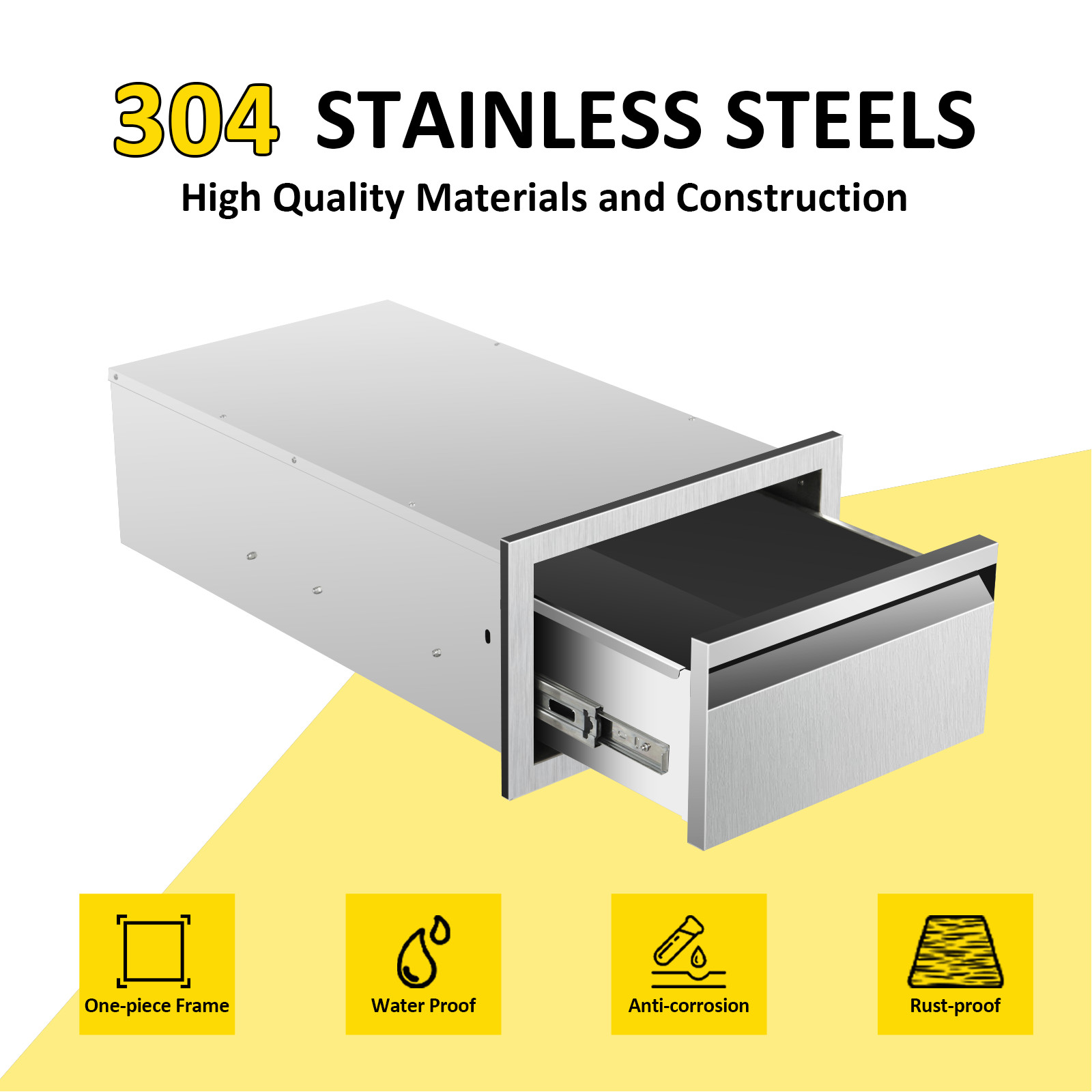 Outdoor Kitchen Drawers,Stainless Flush Mount BBQ Drawers(Multiple sizes)