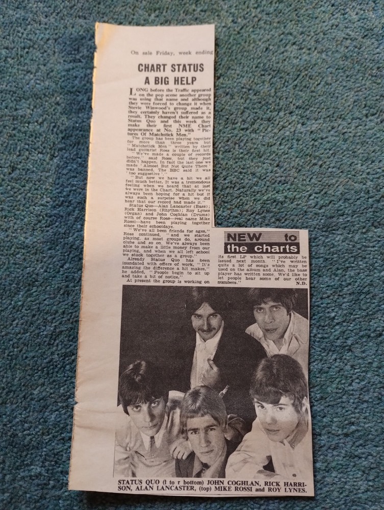 Sk15 Ephemera 1968 Pop Article Status Quo