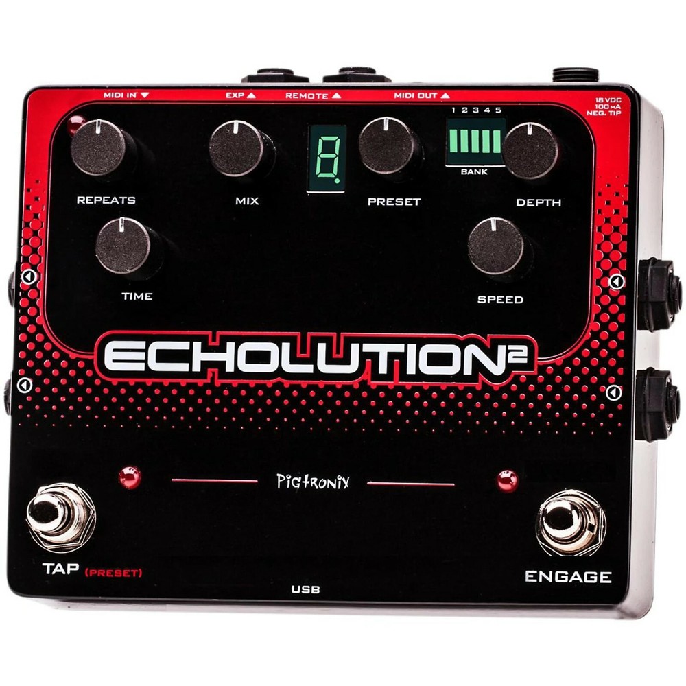 New-in-box PIGTRONIX Echolution 2 Delay with Matching Footswitch
