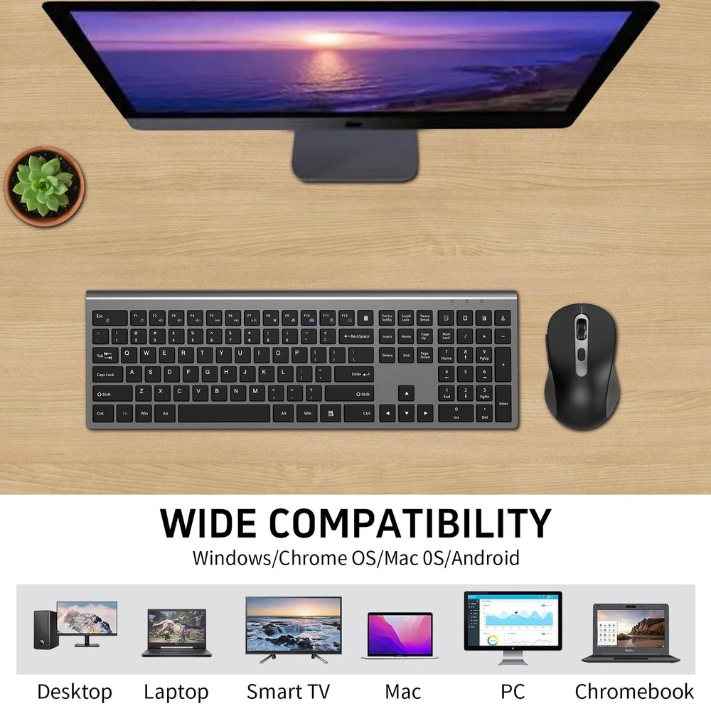 Wireless Mouse and Keyboard Combo, Full-Size Computer Keyboard with Calculato...