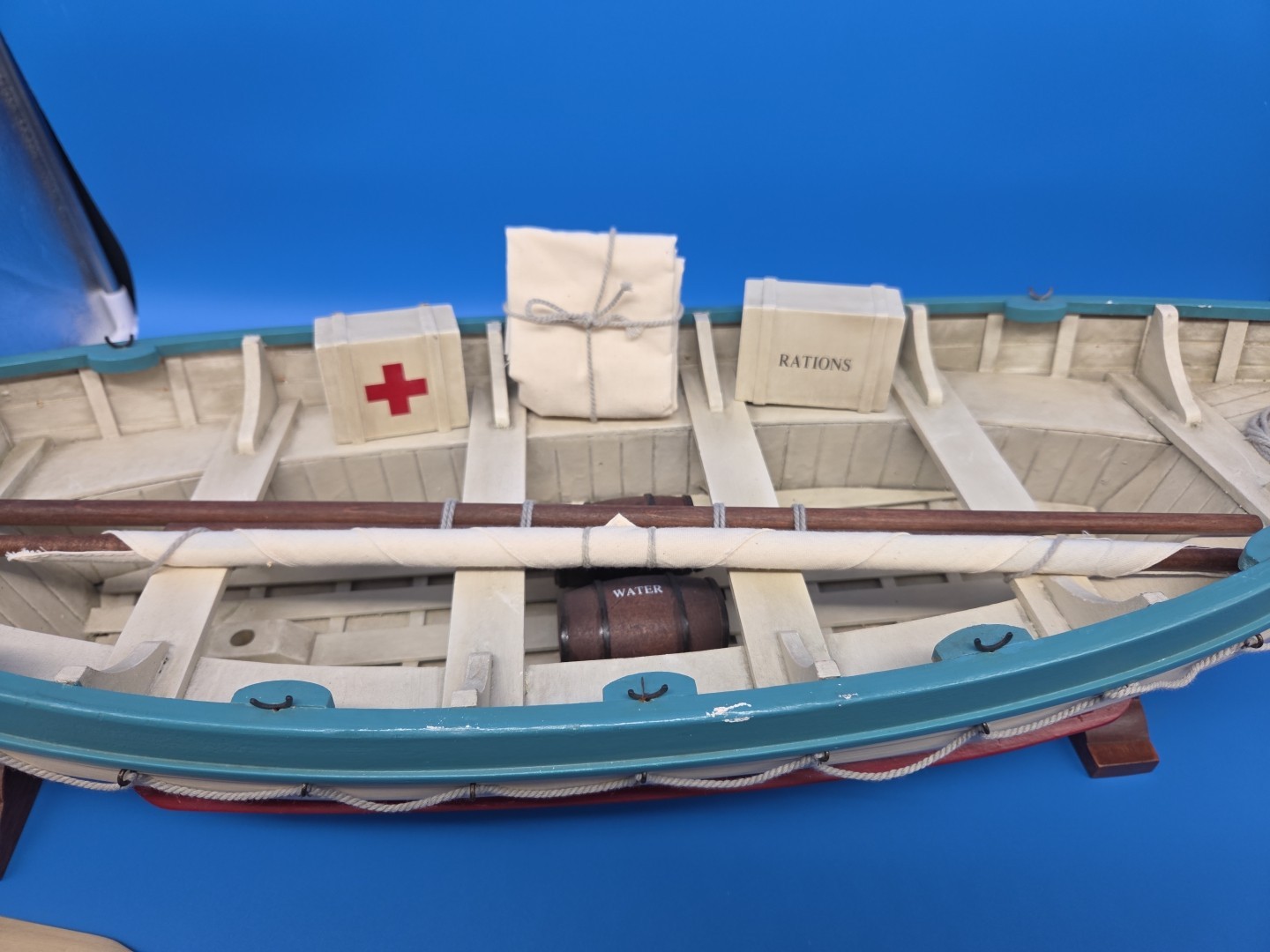 Vintage RMS Titanic Lifeboat No. 14 Replica 32" Wooden Model + Stands VERY NICE!