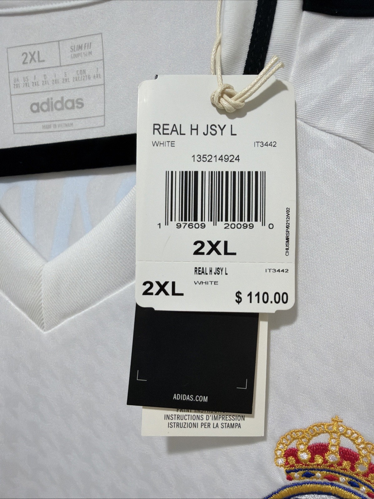 Mbappe #9 Mens 2XL Adidas Real Madrid UCL Home Fan Jersey