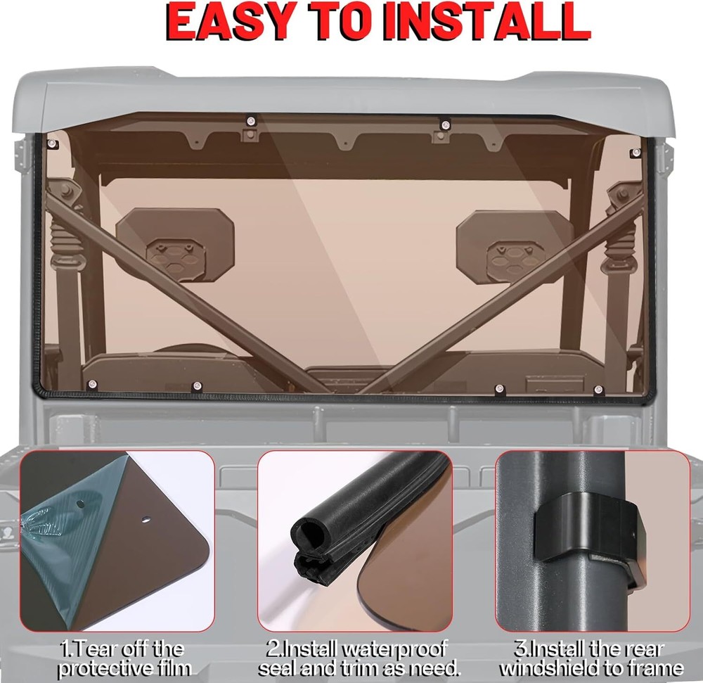 For CFMOTO UForce 600 2021-2025 Tinted Rear Windshield PC Anti-UV Back Window