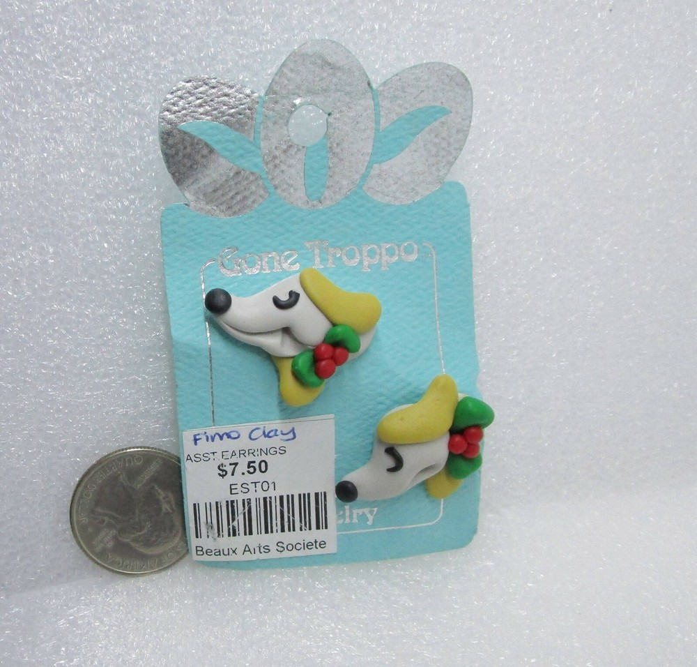 Gone Troppo Handcrafted Clay Christmas Mouse Earrings