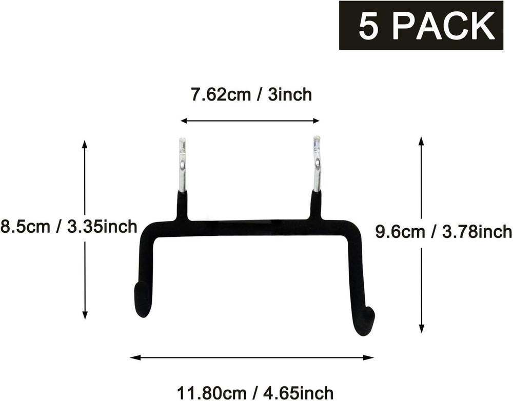 Menecor 5PCS Pegboard Drill Holder with Double Hooks and Accessories Bag