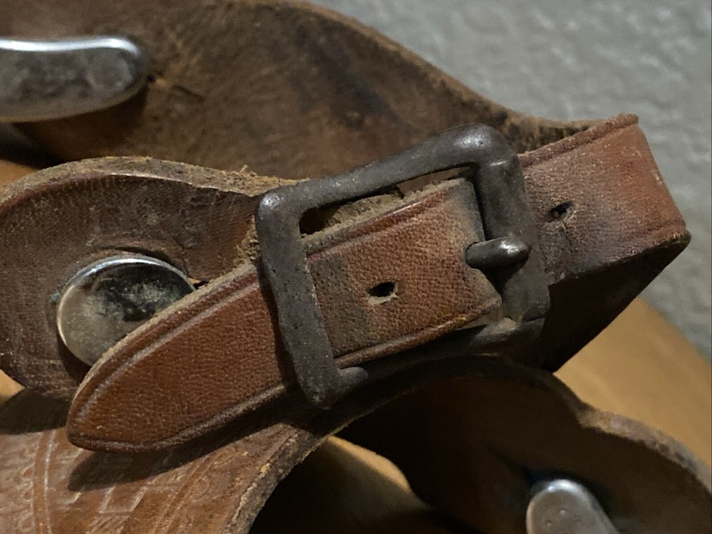 Vintage Spurs Hand Tooled Leather