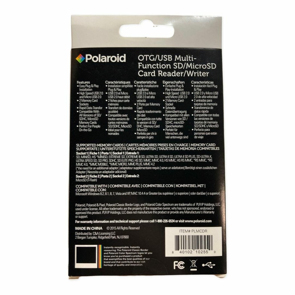 LOT OF 2 Polaroid OTG USB / Micro USB Multi-Function SD / MICRO SD Card Reader