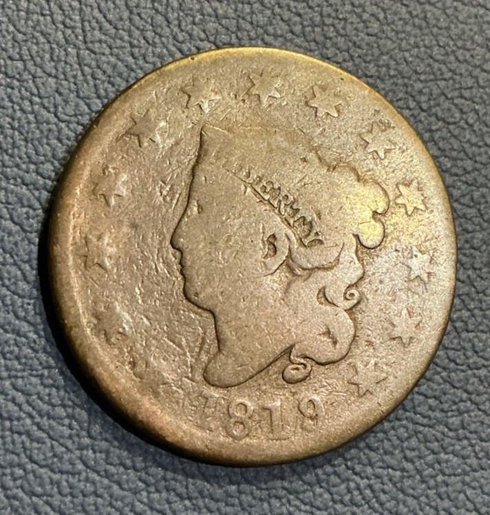 1819 Coronet Head Large Cent - Vintage Copper Cent