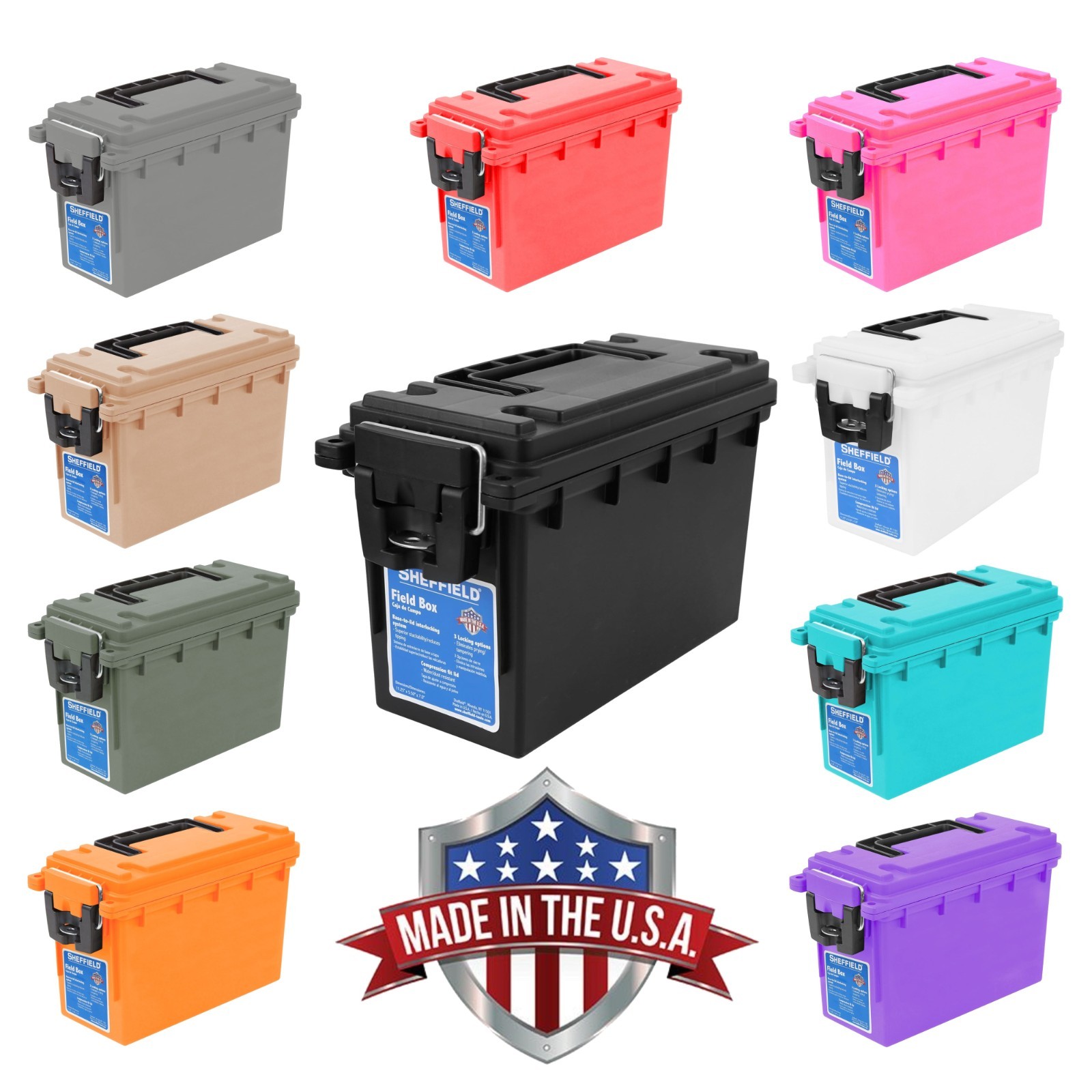 Sheffield Ammo Can Field Box .30 Cal Storage USA Made Lockable Sealed .556 .223