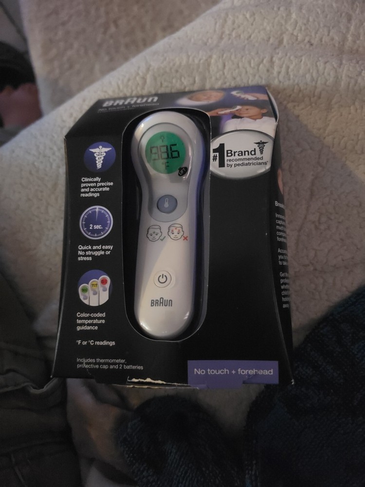 New Braun No Touch + Forehead Thermometer Color Coded Temp NTF 3000 Guide Sealed