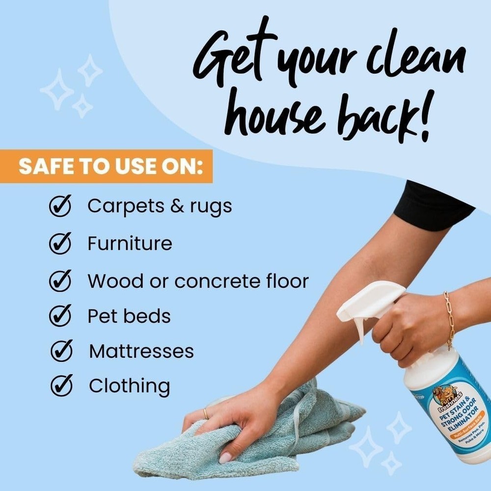 FurryFreshness Extra Strength Cat or Dog Pee Stain & Permanent 32oz Bottle