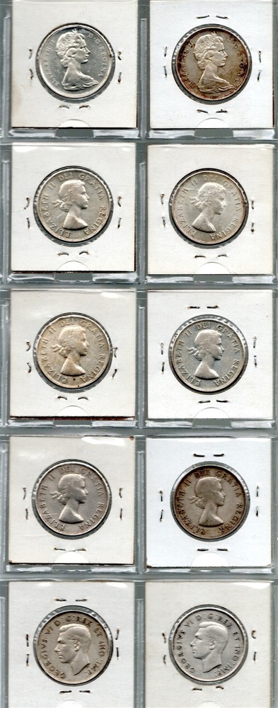 1943-1967 CANADA SILVER HALF DOLLAR COINS 20 DIFFERENT MOST HIGH CONDITION READ