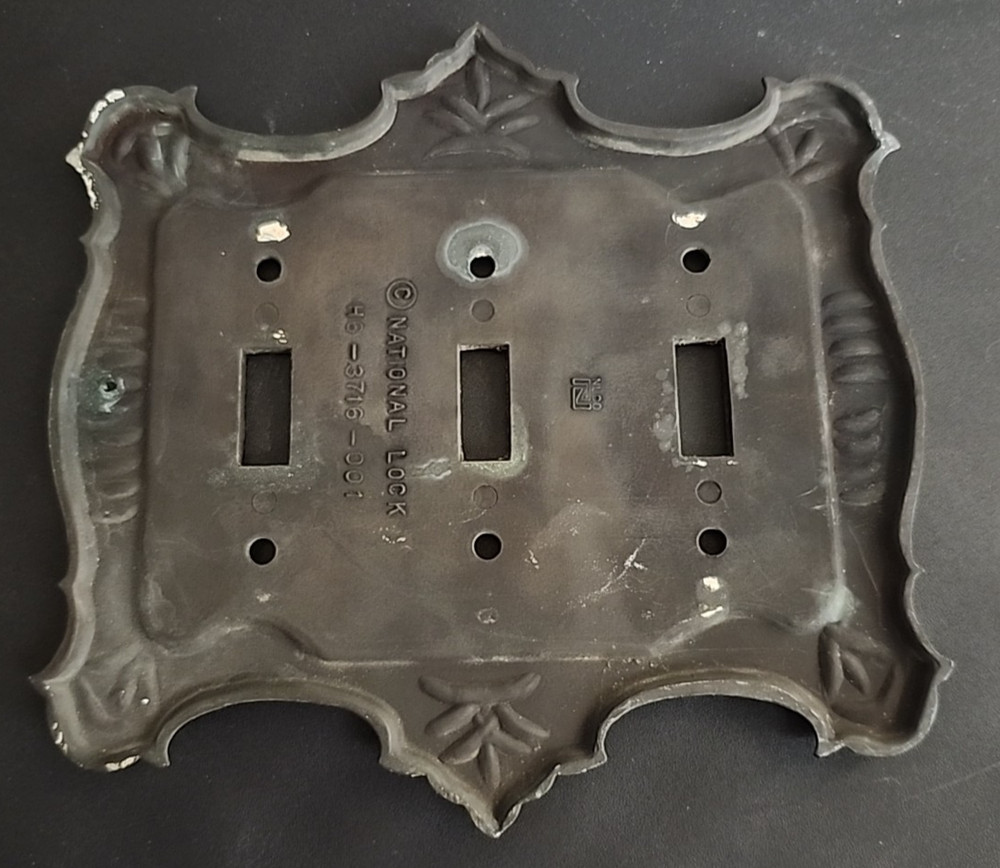 Vintage ~ National Lock ~ Light Switch Plate ~ 3 Switch