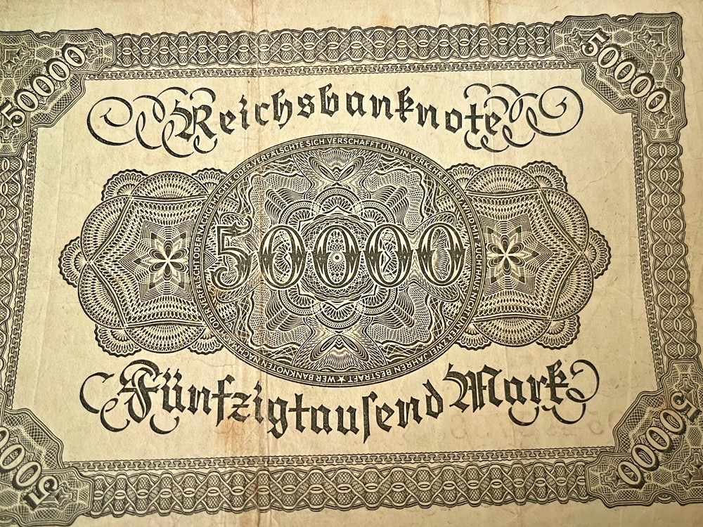 REICHS BANK NOTE 50000 MARK 1922 PAPER NOTE