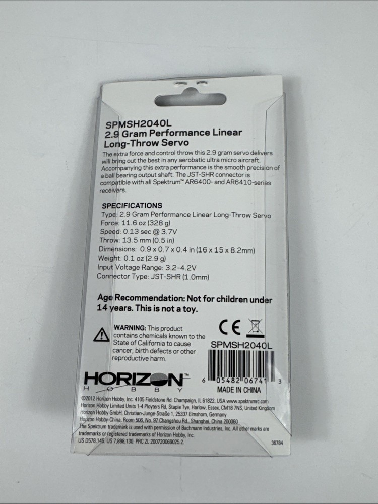 Spektrum 2.9g Linear Long Throw Servo SPMSH2040L Servos