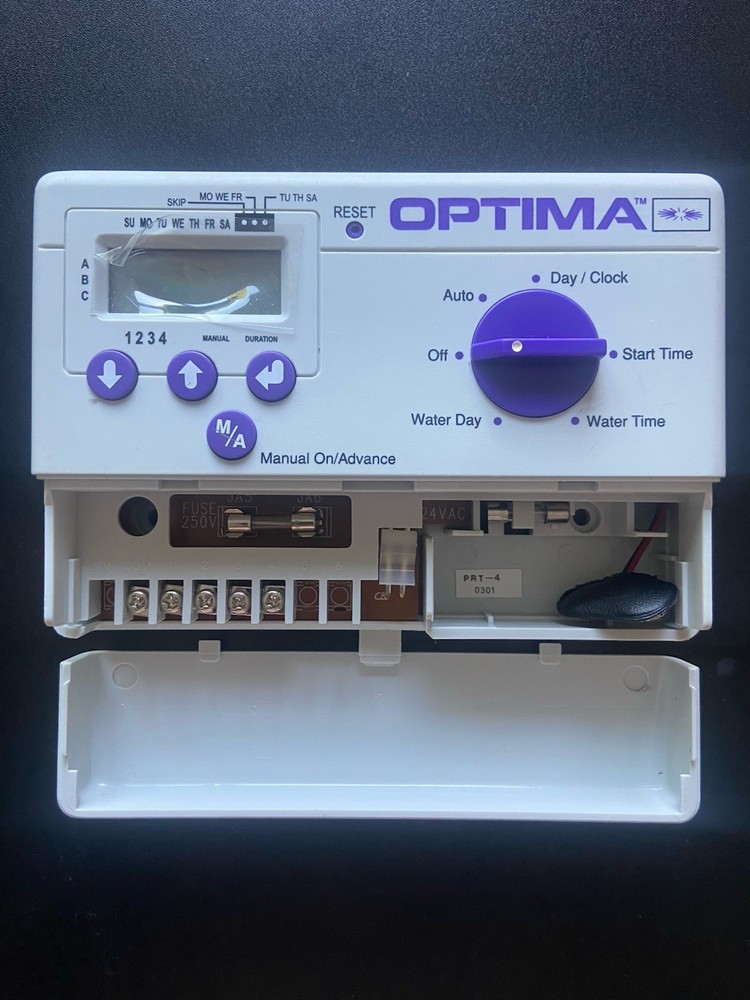 Optima 4 Station Single Program Sprinkler Timer PRT-4- Tested No Power Cord EUC