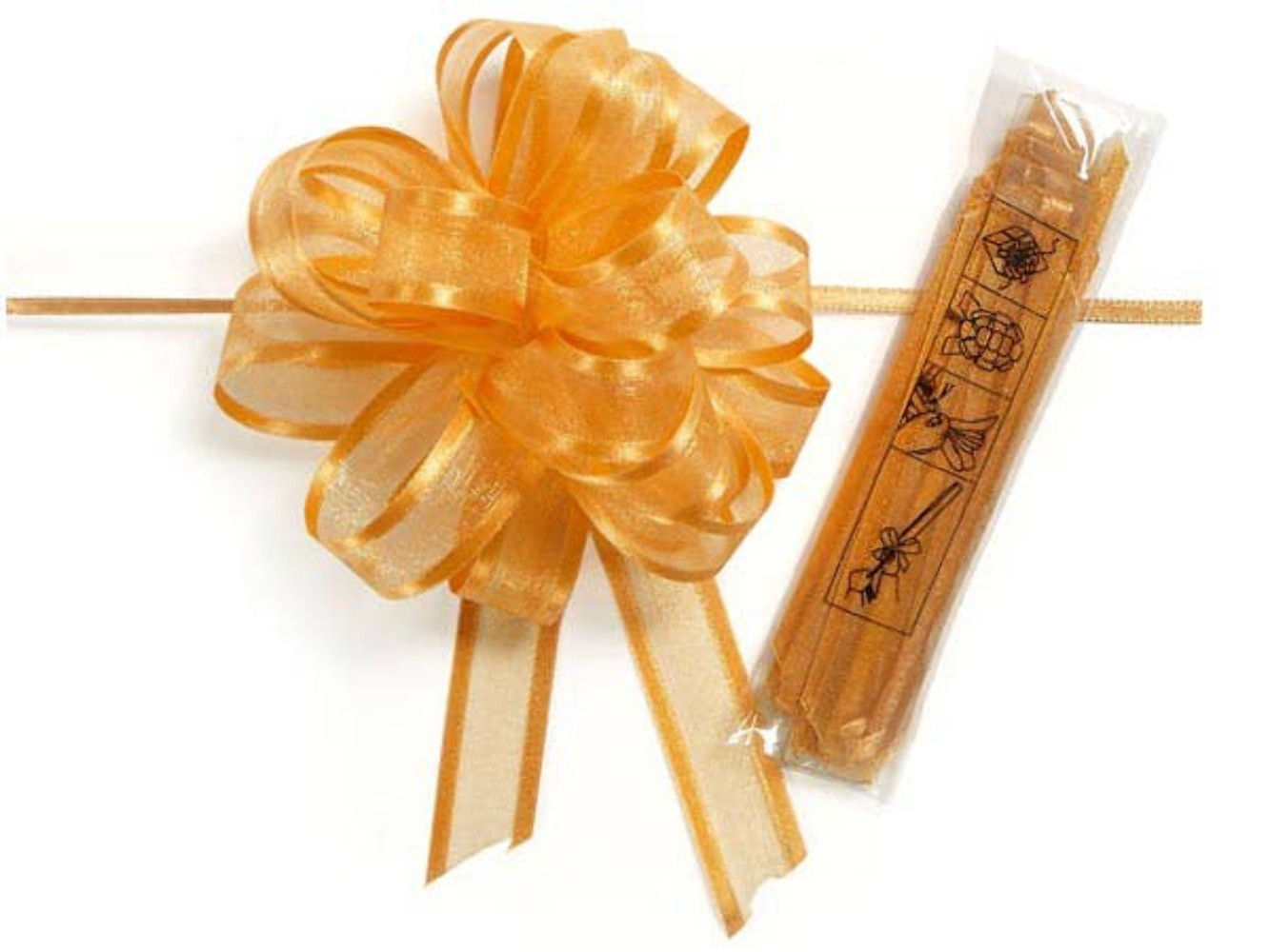 6 pack Gold Sheer And Metallic Gift Pull Bows