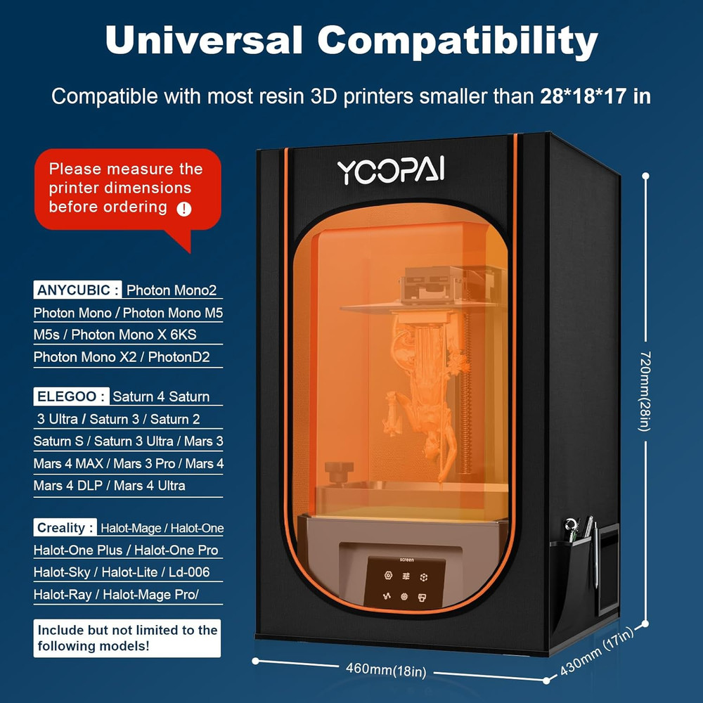 Resin 3D Printer Enclosure with Ventilation, 3D Printer Vented Enclosure Tent Co