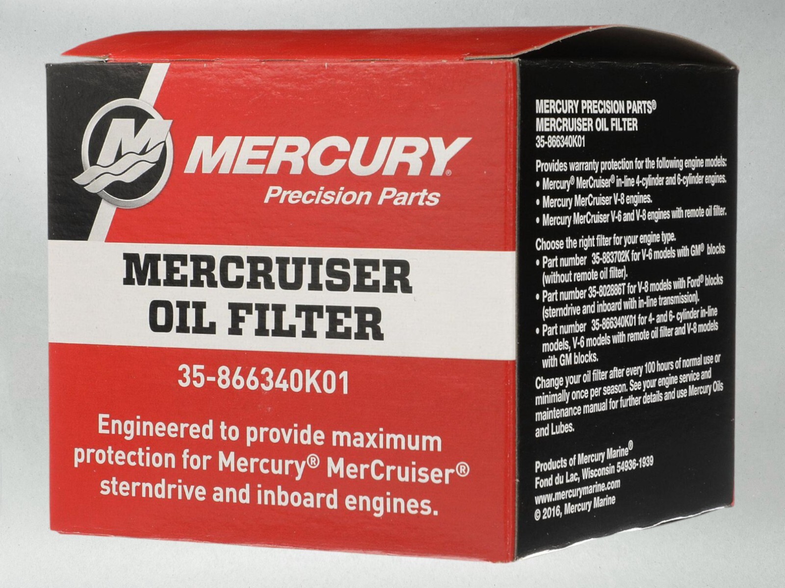 Mercury OEM MerCruiser Oil Filter Sterndrive and IB Engines 866340K01-12PACK