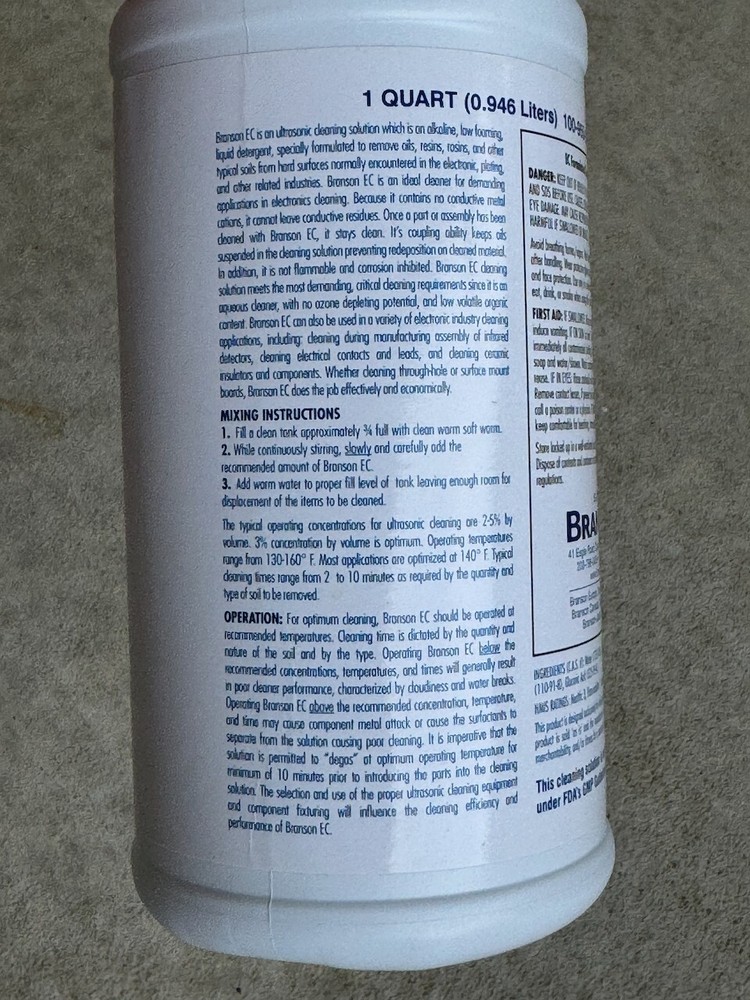 Branson EC Concentrate. Electronics PCB Cleaning Solution. 100-955-920