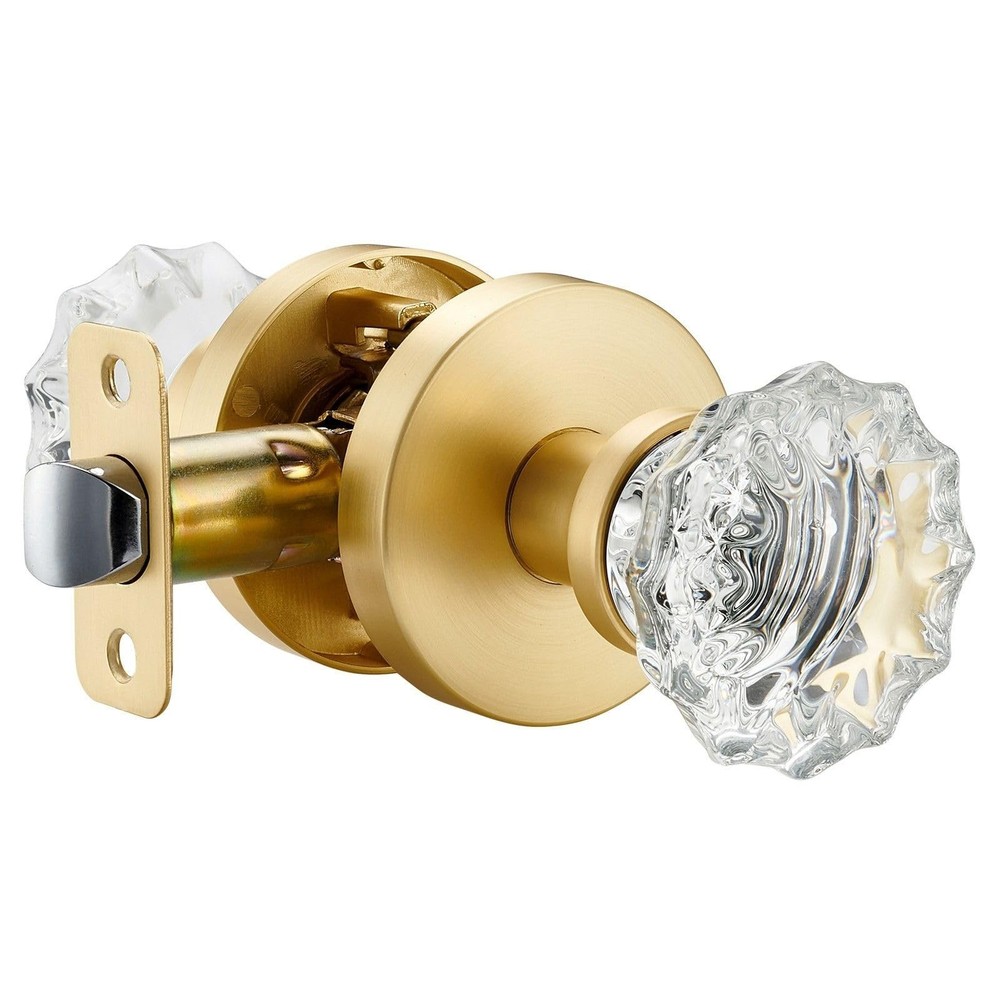 Glass Crystal Door knobs, Passage Door Lever, Keyless Function for Hallway an...