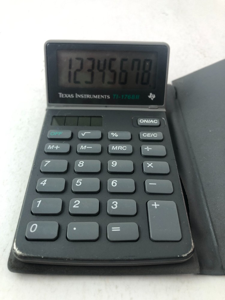 Texas Instruments TI-1768 II Solar Calculator With Case Working Condition