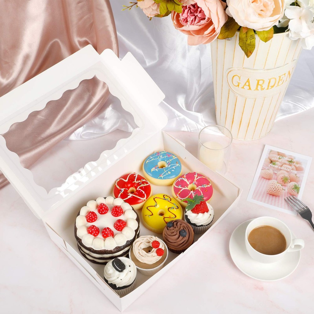 15pcs Bakery Boxes,12x8x2.5 Inches Cookie Boxes with Window, for Chocolate Co...