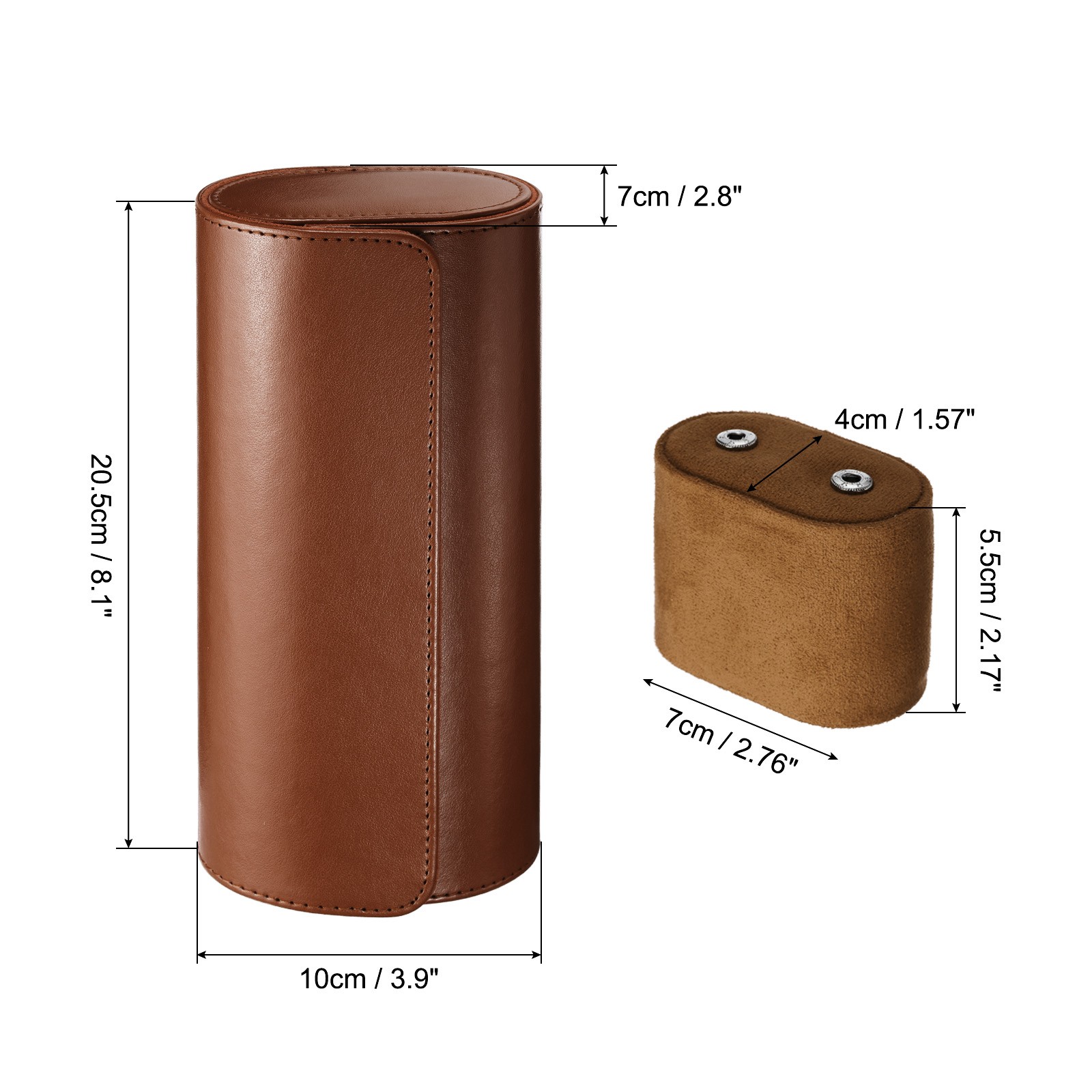 Leather Watch Travel Case for Men Women Watch Holding, 3 Slot, Brown