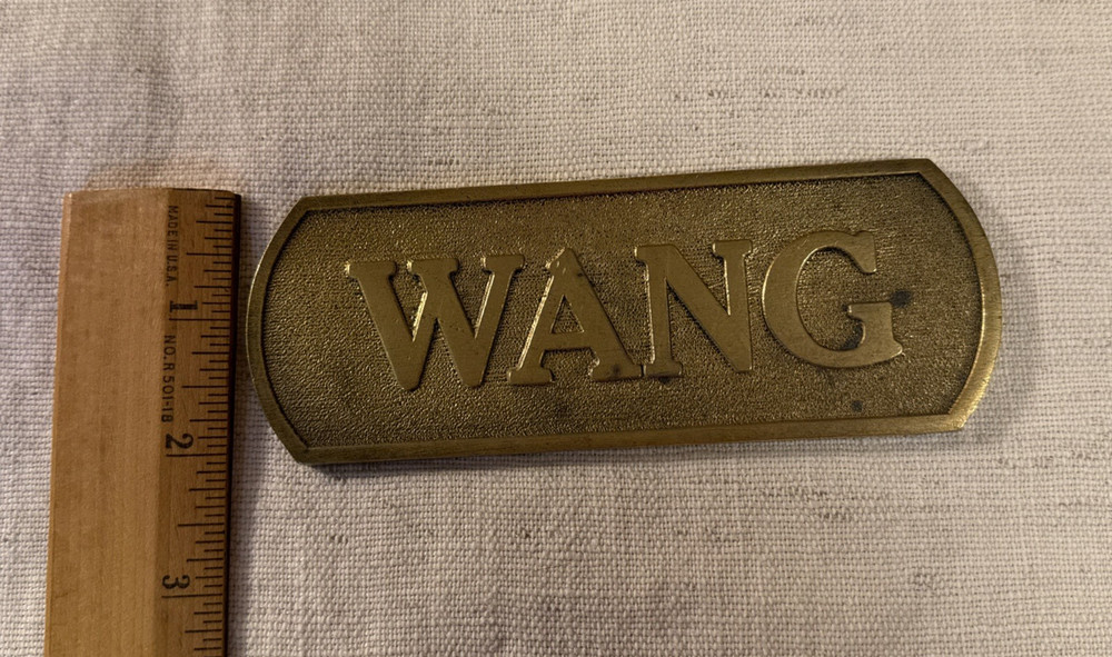 WANG CORPORATION BRASS NAMEPLATE