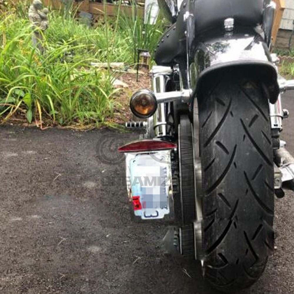Black Vertical Side Mount License Plate Holder Bracket Tail Light for Harley