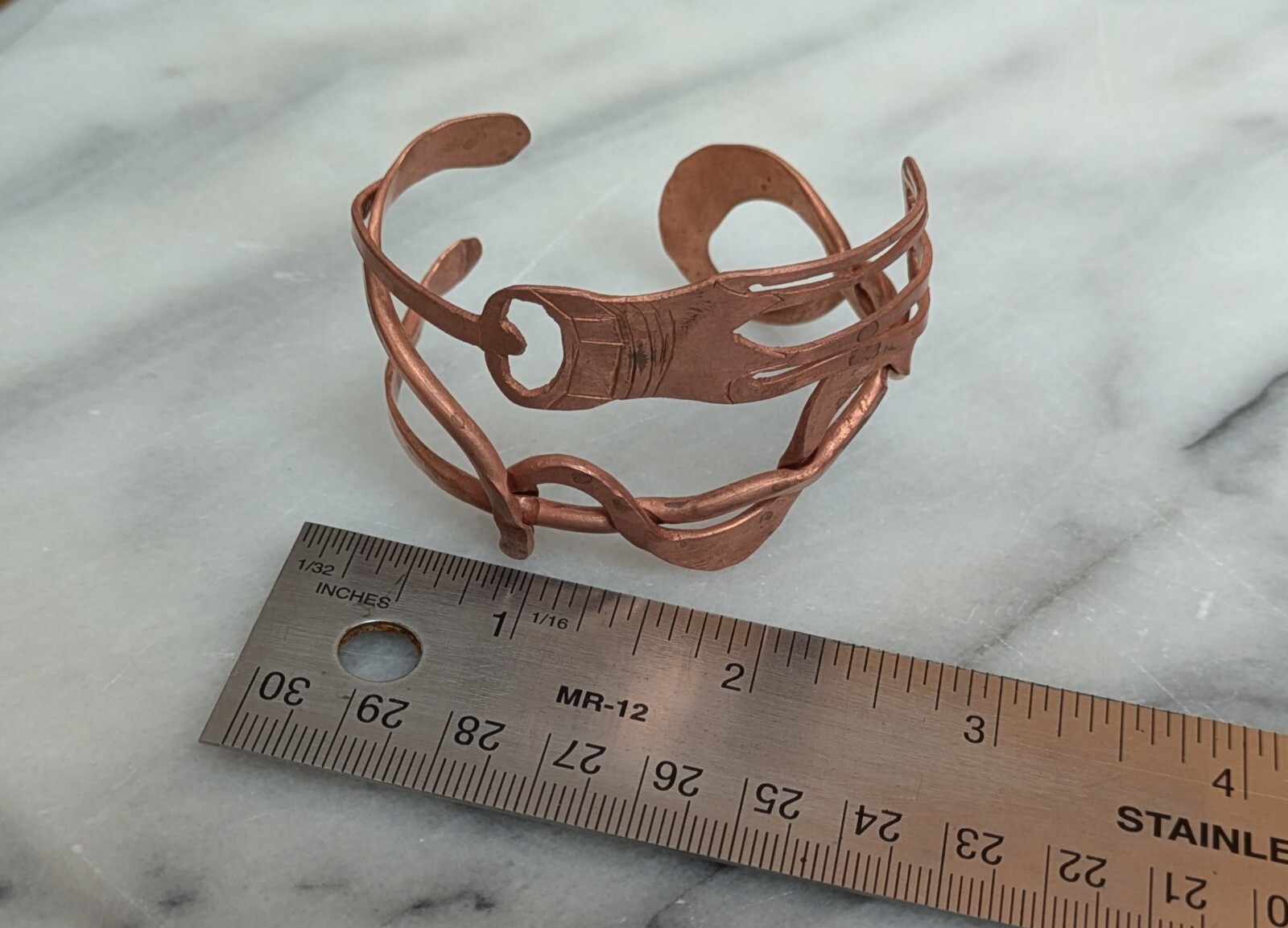 artisan, hand-crafted Copper bracelet unique screwdriver design, one of a kind