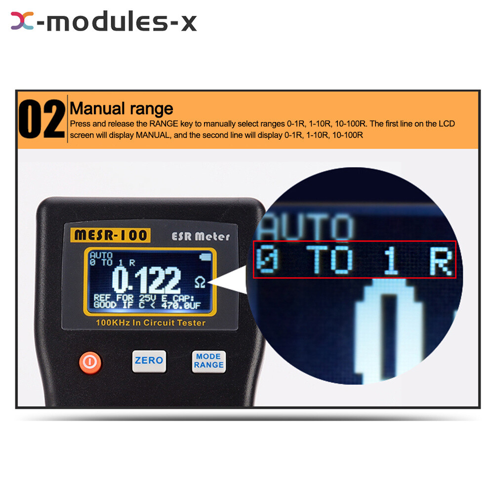 MESR-100 ESR Capacitance Ohm Meter Capacitance Internal Resistance Tester Tool