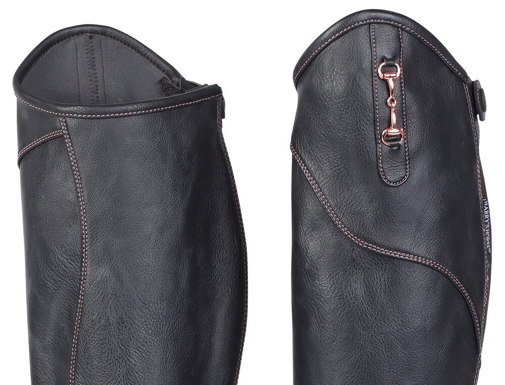 ACTION 1Pair Half Chaps with Elastic Calf Microtouch PU Leather Black