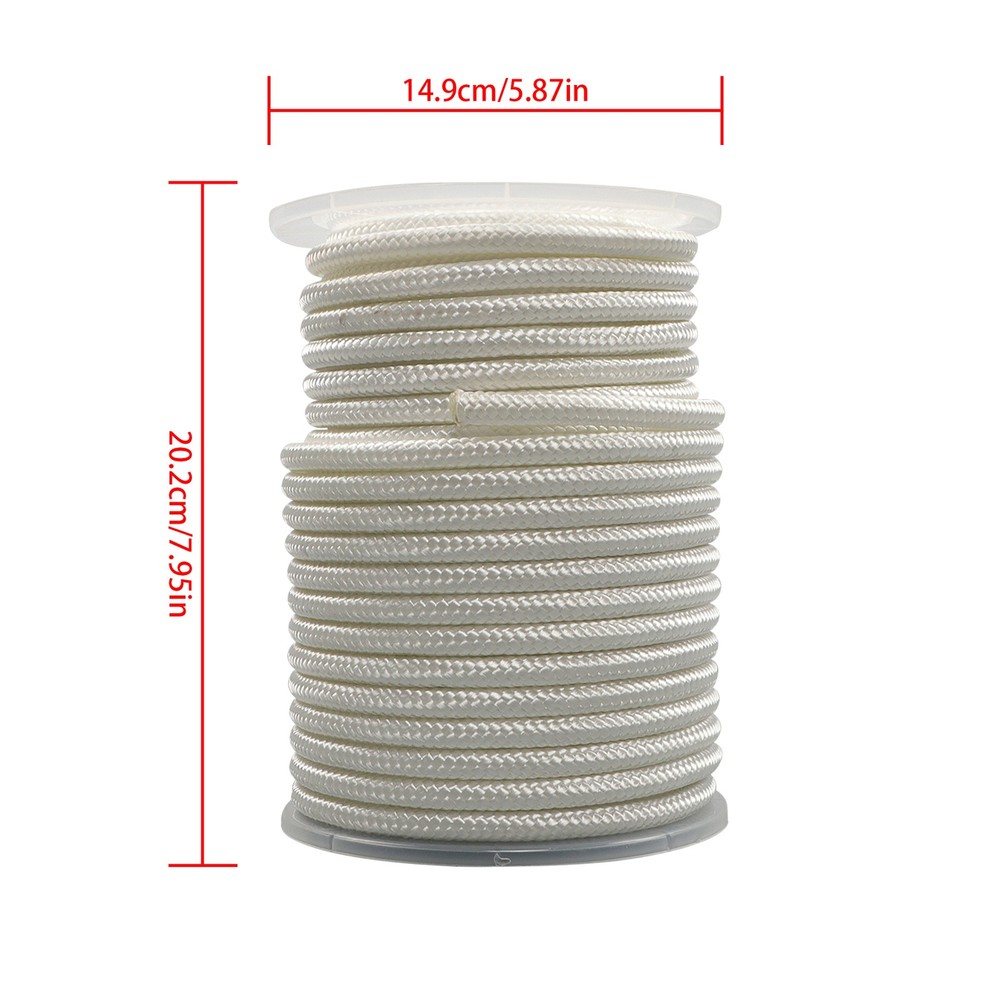 3/8 Inch Nylon Rope 100 Foot Spool 100% Nylon Solid Braid Rope Dyeable White