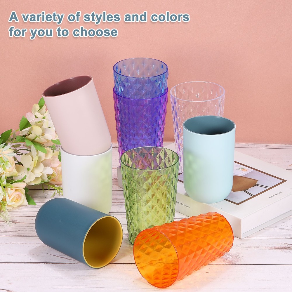 4Pcs Drinking Cups, Unbreakable Bathroom Cup Toothbrush Holder, Dark Blue