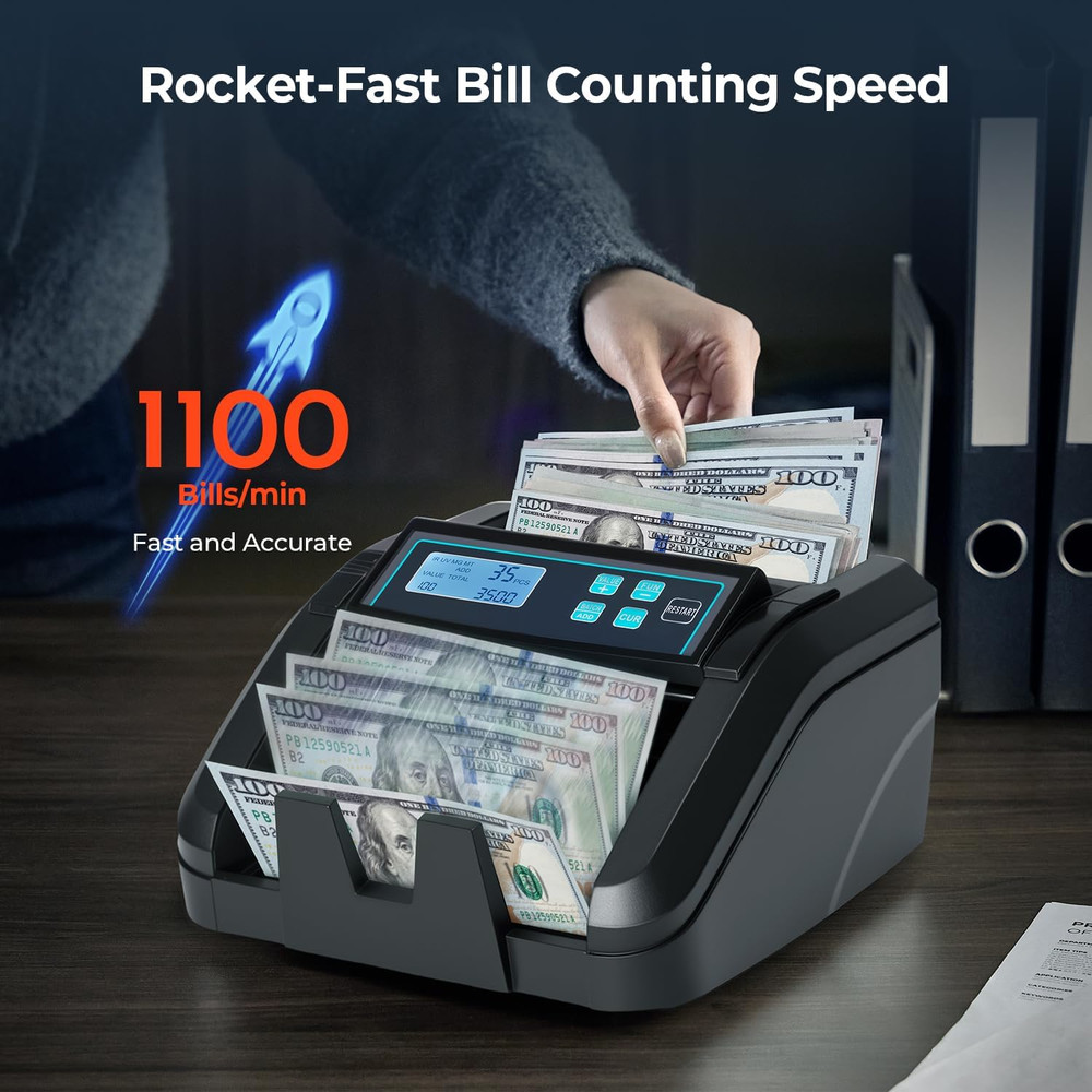 IMC51 Money Counter Machine Count Value, Add+Batch/Add+ Value Mode Bill Counter,