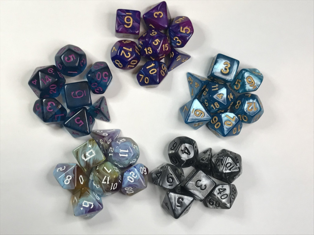 dice lot 5 beautiful polyhedral sets, gaming dice