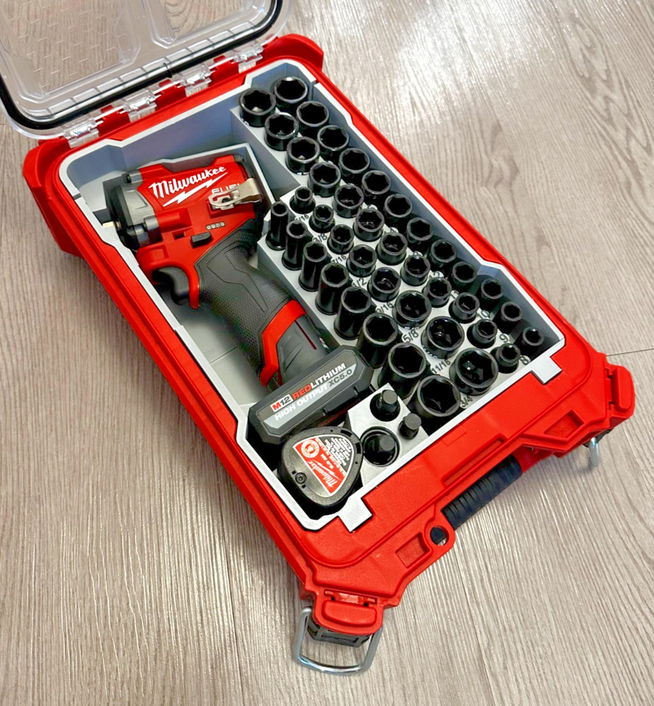 Milwaukee M12 3/8" Compact Impact PACKOUT Insert W/ Socket Organizer (3D Printed