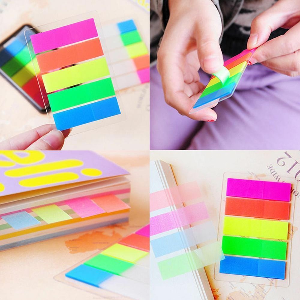 100Pc Fluorescence Sticky Notes Memo Flags Bookmark Sticker