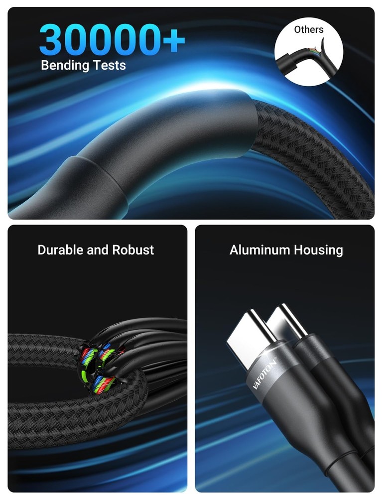 PD 60W Short USB C Cable (2 Pack), Keychain 6 Inch C 2 Pack, Black