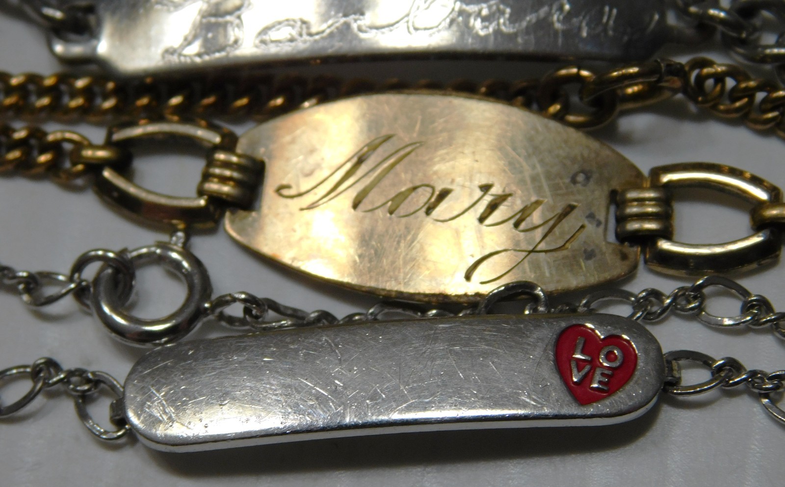 VINTAGE 1940-60's I.D. BRACELETS- CHAMPION, MARY, BARBARA, ETC.