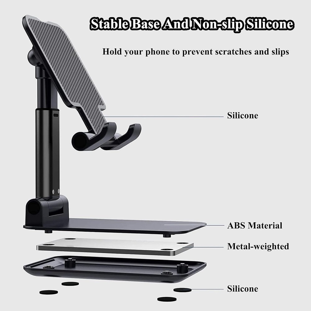 Cell Phone Stand, Adjustable Angle Height Stand for Desk, Fully Foldable (2pcs)