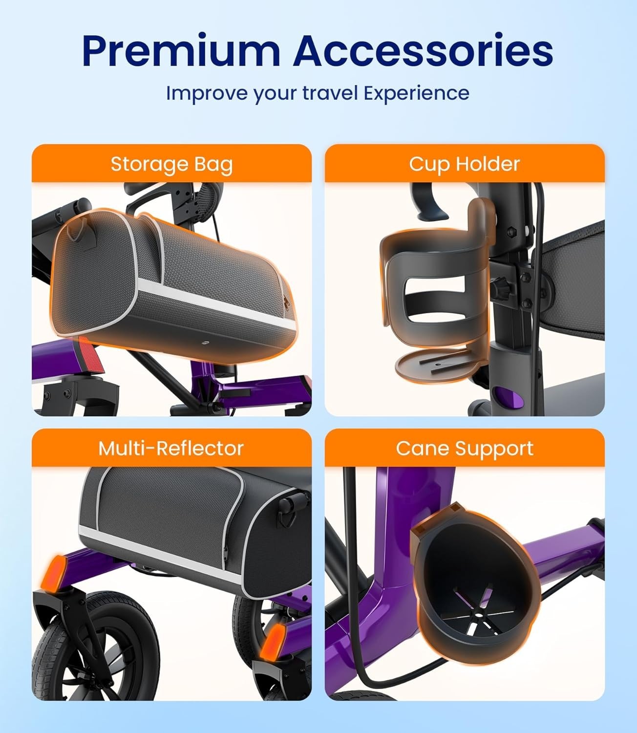 VOCIC Walker with Seat for Seniors,Z57 with 12"All Terrain Wheels-Used