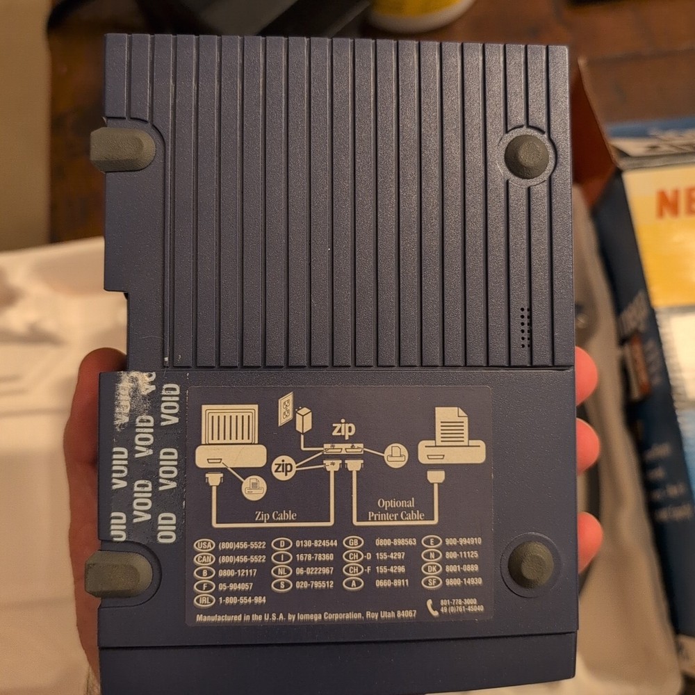 Iomega Zip 100 Portable Drive Parallel Cable Box Power Supply Tested