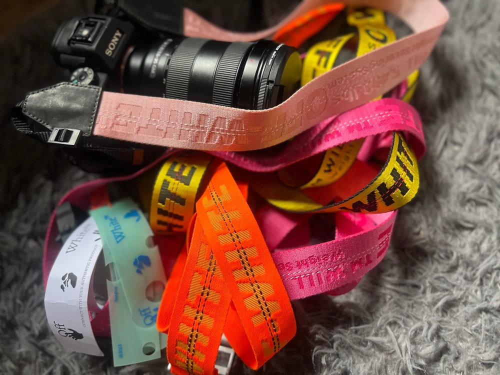 Off White Belt Camera Strap Authentic Custom w/ Quick Release Industrial Belt