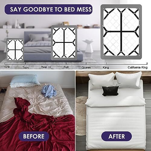 Bed Sheet Straps,6 PCS Secure and Fitted Sheet Straps for Full Size