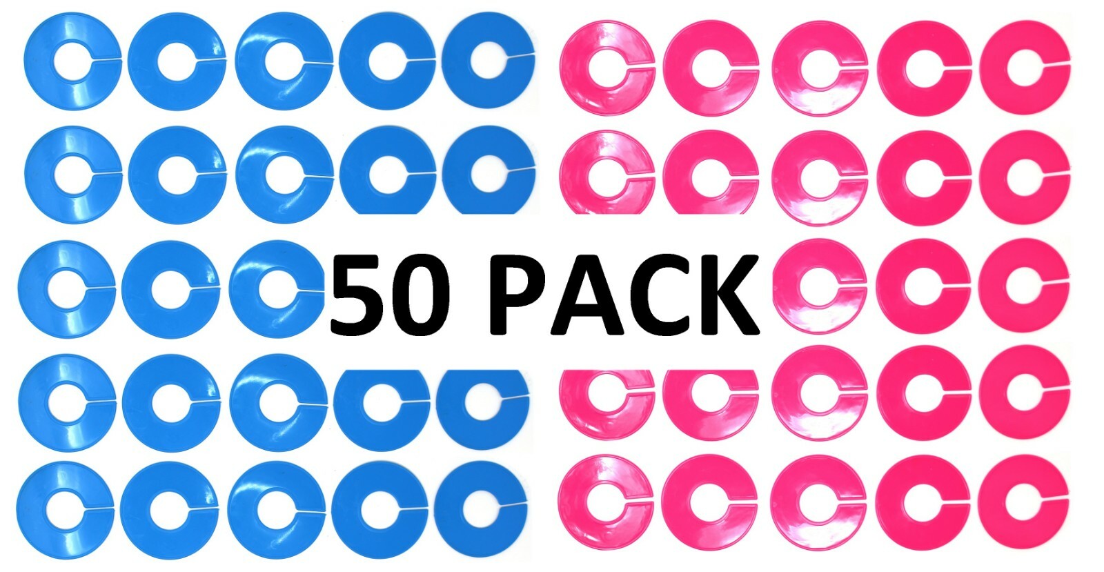 Pink and Blue Round Plastic Blank Rack Size Dividers - Multi-Pack
