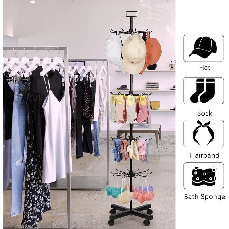 Five-Tier Rotating Merchandiser Display Rack W/ Universal Wheels Retail Store US